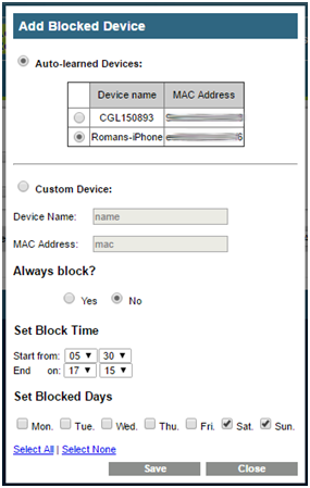 add blocked device automatically auto learned device auto-learned